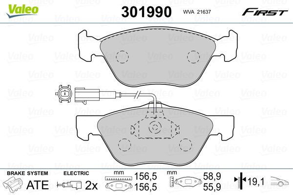 Комплект тормозных колодок, дисковый тормоз   301990   VALEO