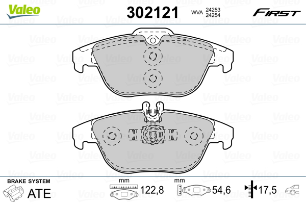 Комплект тормозных колодок, дисковый тормоз   302121   VALEO