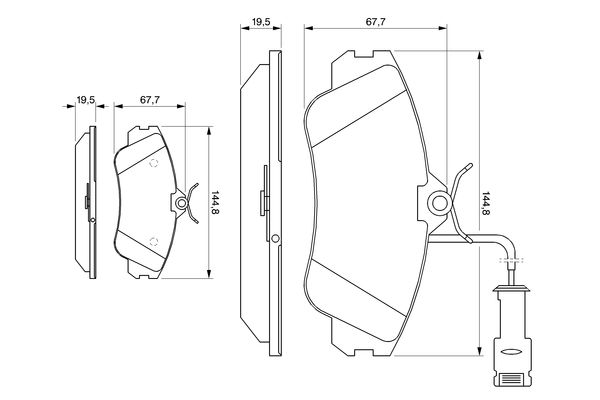 Комплект гальмівних накладок, дискове гальмо   0 986 461 115   BOSCH