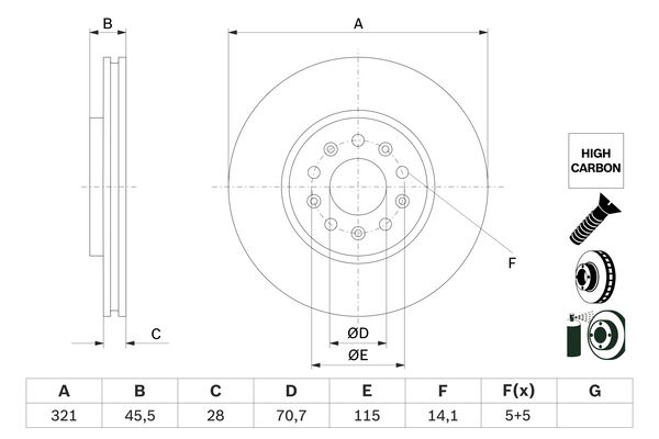 Тормозной диск   0 986 479 F03   BOSCH