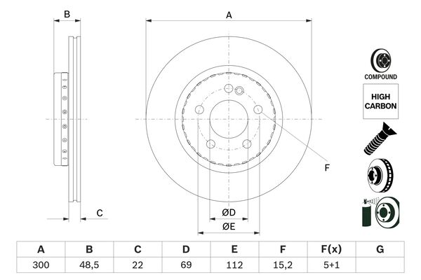 Тормозной диск   0 986 479 H50   BOSCH