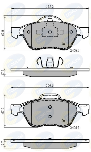 Комплект тормозных колодок, дисковый тормоз   CBP02017   COMLINE