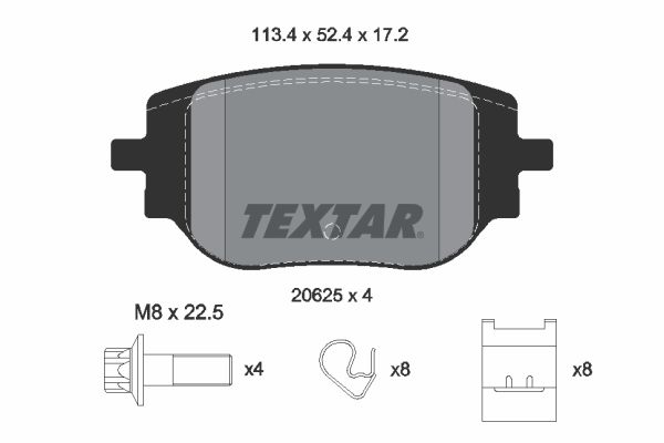 Комплект гальмівних накладок, дискове гальмо   2062501   TEXTAR