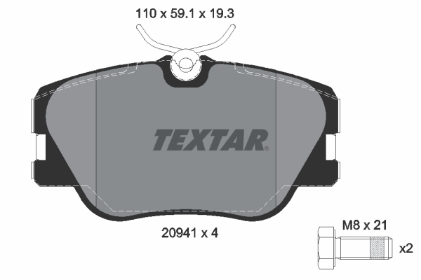 Комплект тормозных колодок, дисковый тормоз   2094102   TEXTAR