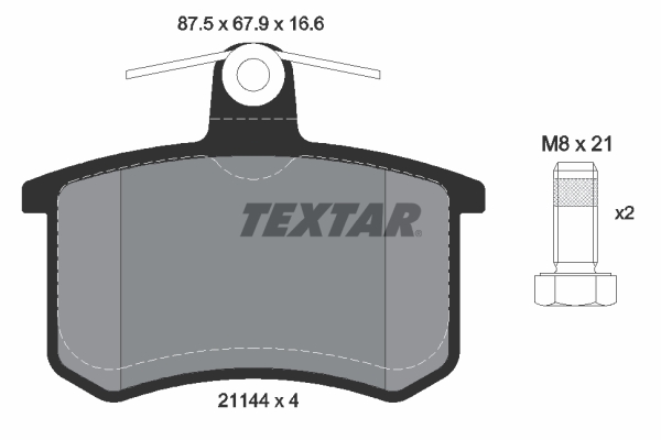 Комплект гальмівних накладок, дискове гальмо   2114401   TEXTAR