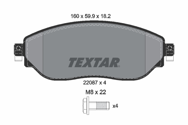 Комплект тормозных колодок, дисковый тормоз   2208701   TEXTAR