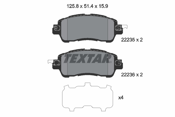 Комплект тормозных колодок, дисковый тормоз   2223501   TEXTAR