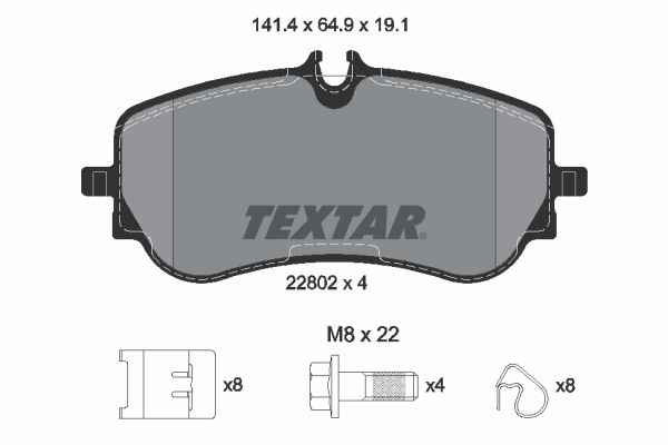 Комплект гальмівних накладок, дискове гальмо   2280201   TEXTAR