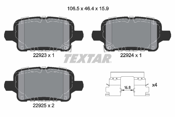 Комплект тормозных колодок, дисковый тормоз   2292301   TEXTAR
