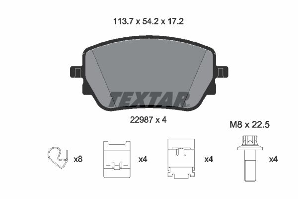 Комплект тормозных колодок, дисковый тормоз   2298701   TEXTAR