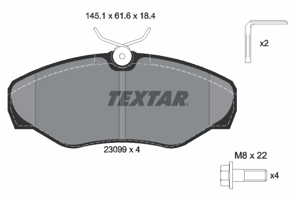 Комплект гальмівних накладок, дискове гальмо   2309902   TEXTAR