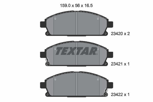 Комплект тормозных колодок, дисковый тормоз, TEXTAR, 2342001