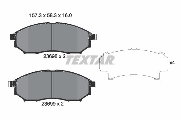 Комплект гальмівних накладок, дискове гальмо   2369801   TEXTAR