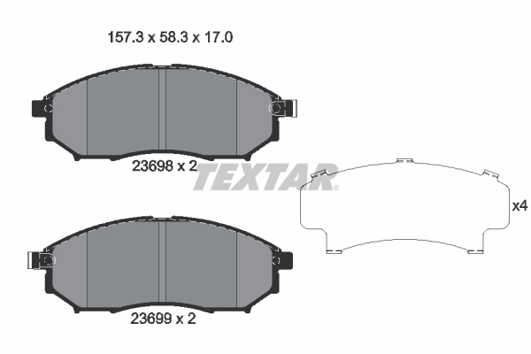 Комплект тормозных колодок, дисковый тормоз, TEXTAR, 2369803