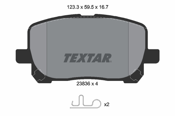 Комплект гальмівних накладок, дискове гальмо   2383601   TEXTAR