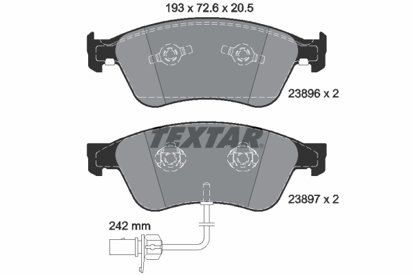 Комплект тормозных колодок, дисковый тормоз   2389601   TEXTAR