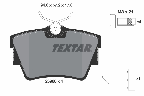 Комплект гальмівних накладок, дискове гальмо   2398001   TEXTAR
