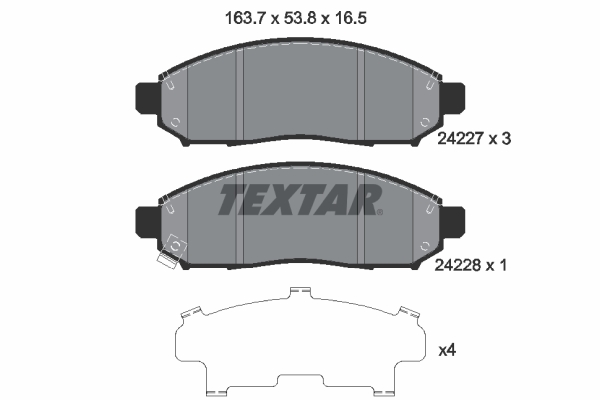 Комплект тормозных колодок, дисковый тормоз   2422701   TEXTAR