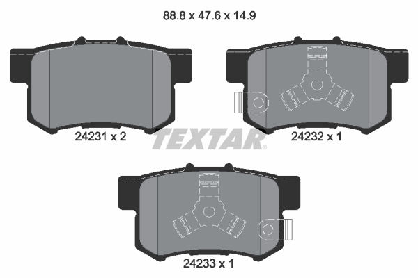 Комплект тормозных колодок, дисковый тормоз, TEXTAR, 2423101