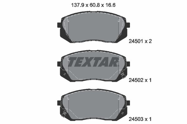 Комплект гальмівних накладок, дискове гальмо   2450101   TEXTAR