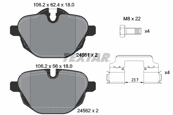 Комплект тормозных колодок, дисковый тормоз   2456101   TEXTAR