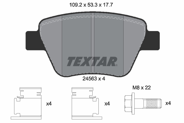 Комплект тормозных колодок, дисковый тормоз   2456301   TEXTAR