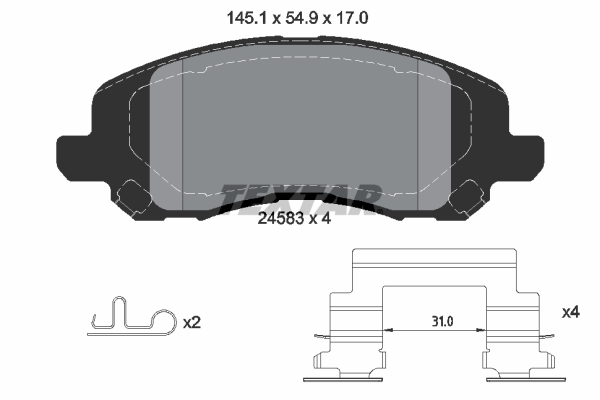 Комплект тормозных колодок, дисковый тормоз   2458301   TEXTAR