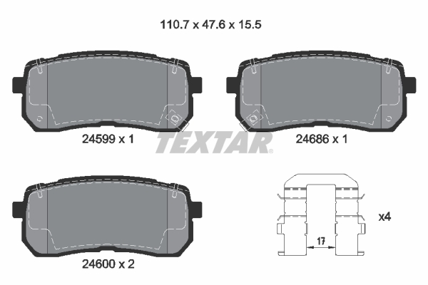 Комплект тормозных колодок, дисковый тормоз   2459901   TEXTAR