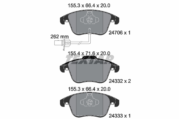 Комплект тормозных колодок, дисковый тормоз   2470601   TEXTAR