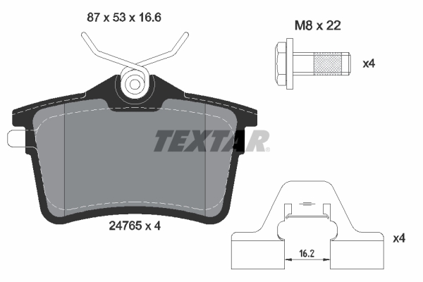 Комплект тормозных колодок, дисковый тормоз   2476501   TEXTAR