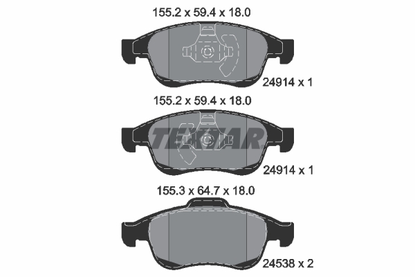 Комплект тормозных колодок, дисковый тормоз   2491401   TEXTAR