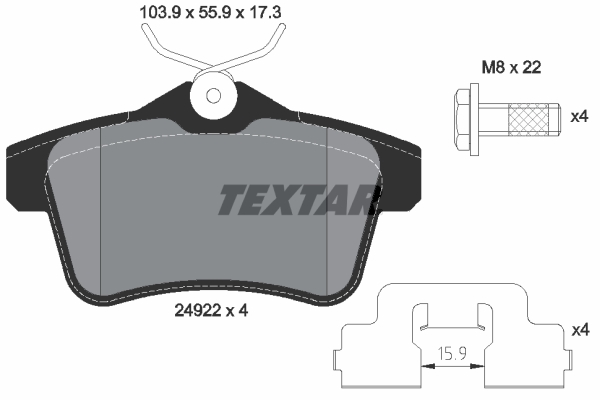 Комплект тормозных колодок, дисковый тормоз   2492201   TEXTAR