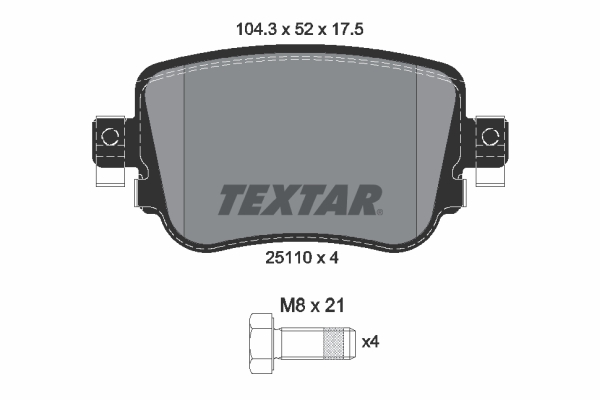 Комплект тормозных колодок, дисковый тормоз   2511001   TEXTAR