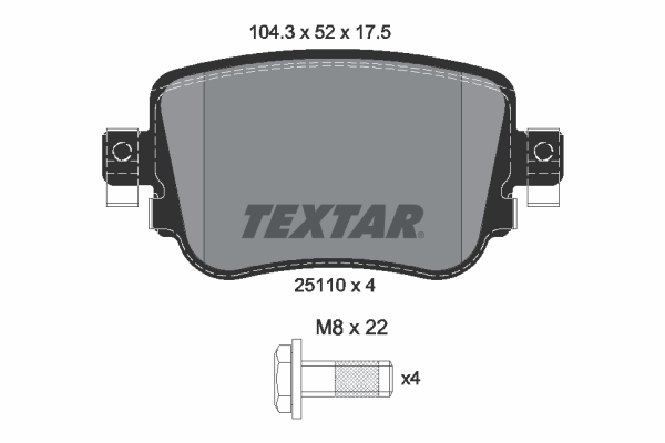 Комплект гальмівних накладок, дискове гальмо   2511003   TEXTAR