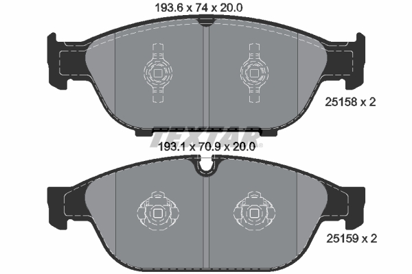 Комплект тормозных колодок, дисковый тормоз   2515802   TEXTAR