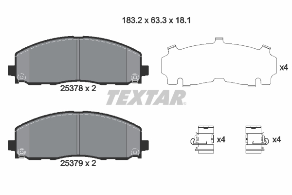 Комплект тормозных колодок, дисковый тормоз   2537801   TEXTAR