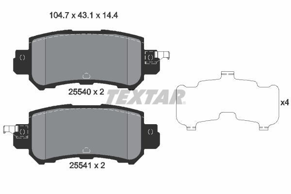 Комплект тормозных колодок, дисковый тормоз   2554001   TEXTAR