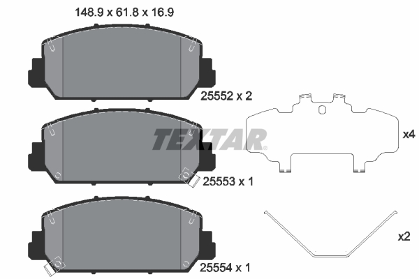 Комплект гальмівних накладок, дискове гальмо   2555201   TEXTAR