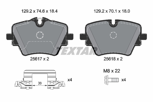 Комплект тормозных колодок, дисковый тормоз   2561703   TEXTAR