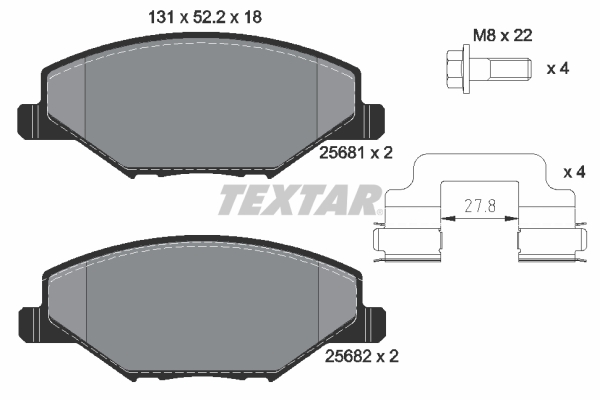 Комплект тормозных колодок, дисковый тормоз   2568101   TEXTAR