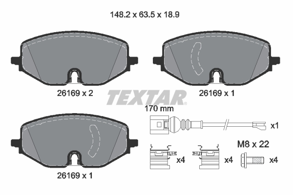 Комплект тормозных колодок, дисковый тормоз   2616901   TEXTAR