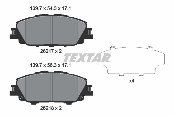 Комплект тормозных колодок, дисковый тормоз   2621701   TEXTAR