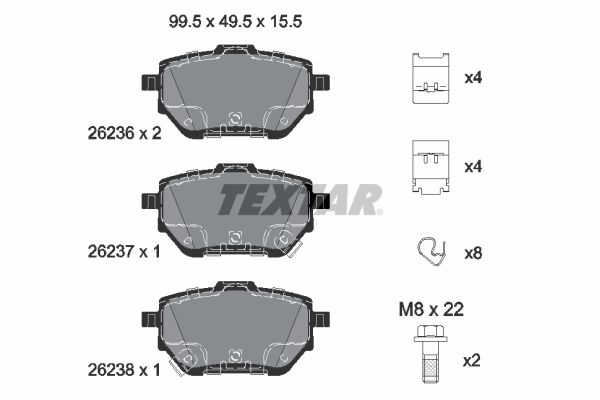 Комплект тормозных колодок, дисковый тормоз   2623601   TEXTAR