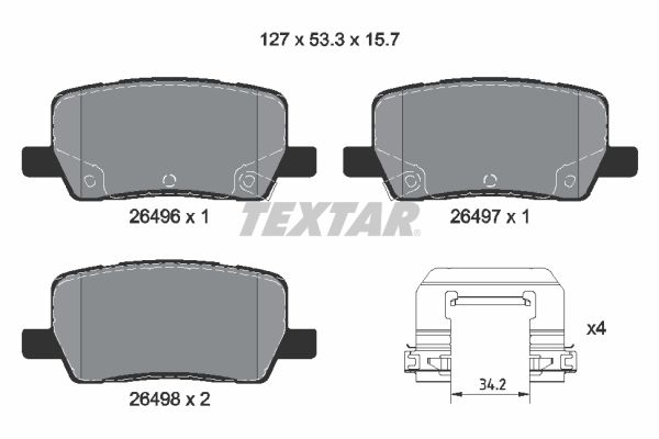 Комплект гальмівних накладок, дискове гальмо   2649601   TEXTAR