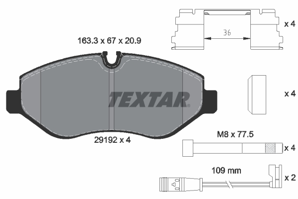 Комплект тормозных колодок, дисковый тормоз   2919202   TEXTAR