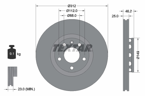 Гальмівний диск   92106105   TEXTAR
