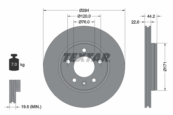 Тормозной диск   92121403   TEXTAR