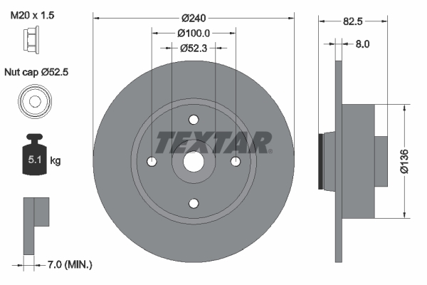 Гальмівний диск   92154403   TEXTAR