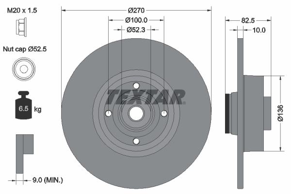 Тормозной диск   92154503   TEXTAR