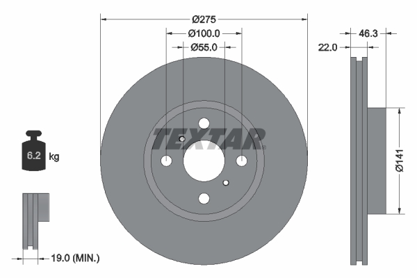 Гальмівний диск   92156200   TEXTAR